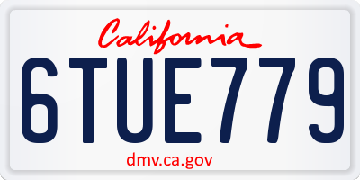 CA license plate 6TUE779