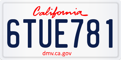CA license plate 6TUE781
