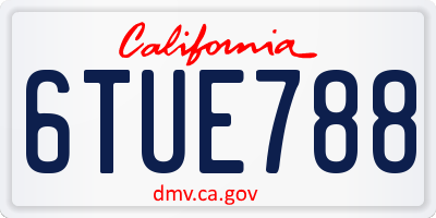 CA license plate 6TUE788