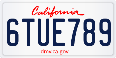CA license plate 6TUE789