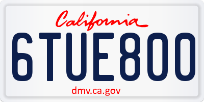 CA license plate 6TUE800