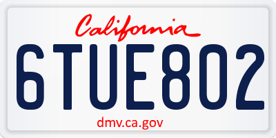 CA license plate 6TUE802