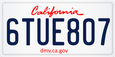 CA license plate 6TUE807