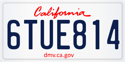 CA license plate 6TUE814