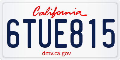 CA license plate 6TUE815