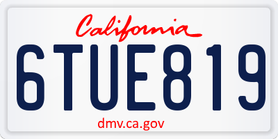 CA license plate 6TUE819
