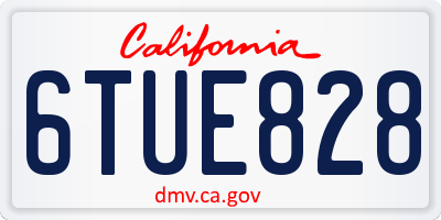 CA license plate 6TUE828