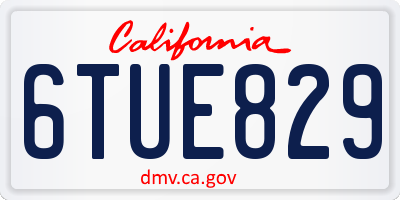 CA license plate 6TUE829