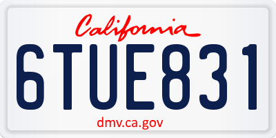 CA license plate 6TUE831
