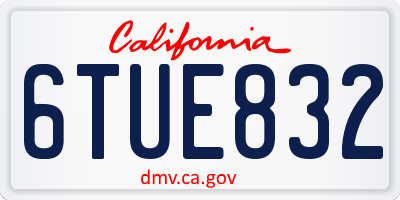 CA license plate 6TUE832