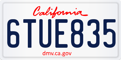 CA license plate 6TUE835