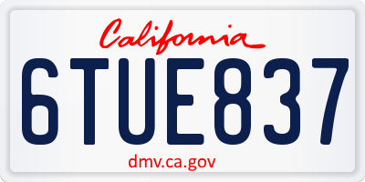 CA license plate 6TUE837