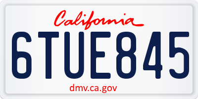 CA license plate 6TUE845