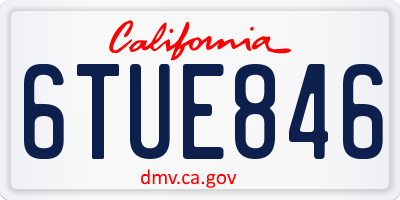 CA license plate 6TUE846