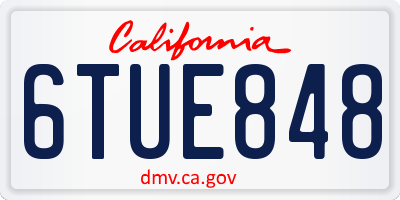 CA license plate 6TUE848