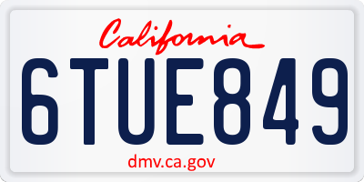 CA license plate 6TUE849
