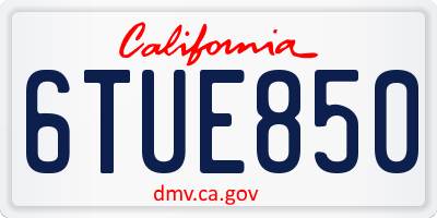 CA license plate 6TUE850