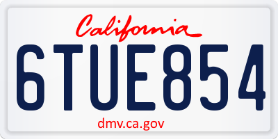 CA license plate 6TUE854