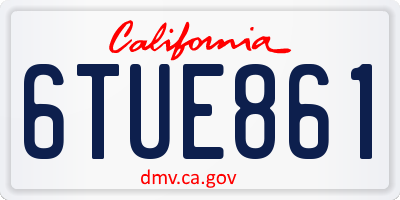 CA license plate 6TUE861
