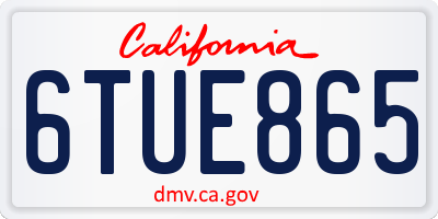 CA license plate 6TUE865