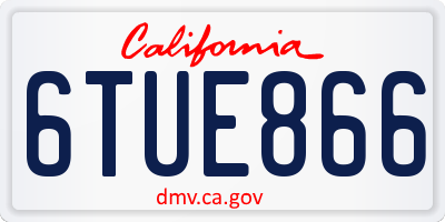 CA license plate 6TUE866