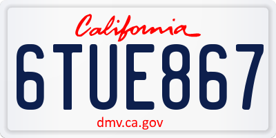 CA license plate 6TUE867