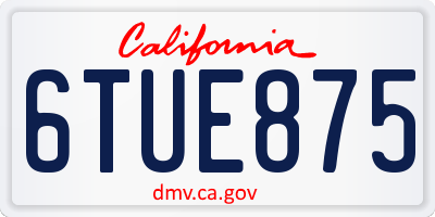 CA license plate 6TUE875