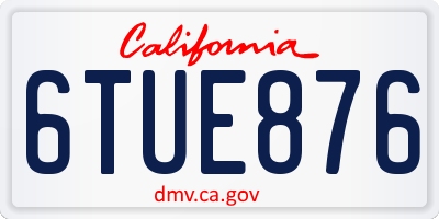 CA license plate 6TUE876