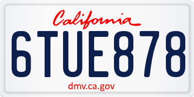 CA license plate 6TUE878