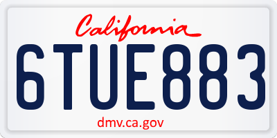 CA license plate 6TUE883