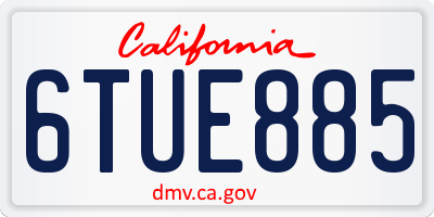 CA license plate 6TUE885