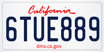 CA license plate 6TUE889