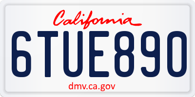 CA license plate 6TUE890