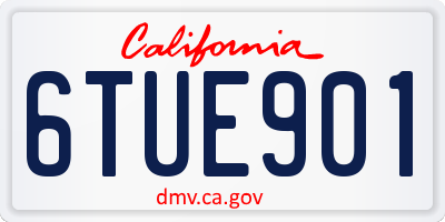 CA license plate 6TUE901