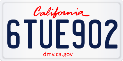 CA license plate 6TUE902