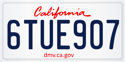CA license plate 6TUE907