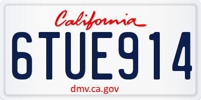 CA license plate 6TUE914