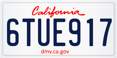 CA license plate 6TUE917
