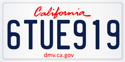 CA license plate 6TUE919