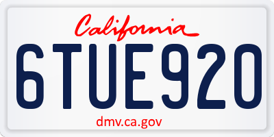 CA license plate 6TUE920