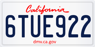 CA license plate 6TUE922