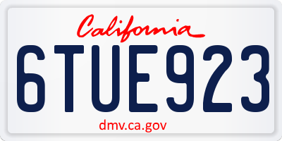 CA license plate 6TUE923
