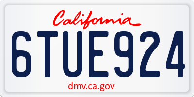 CA license plate 6TUE924