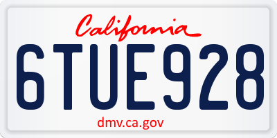 CA license plate 6TUE928