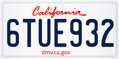 CA license plate 6TUE932