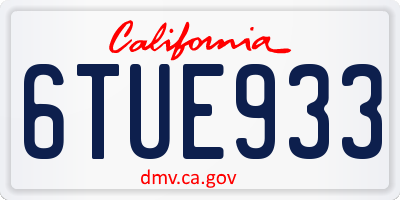 CA license plate 6TUE933