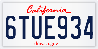 CA license plate 6TUE934