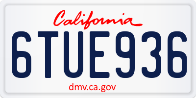 CA license plate 6TUE936
