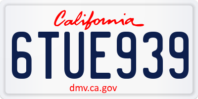 CA license plate 6TUE939