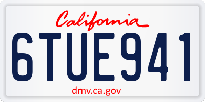 CA license plate 6TUE941